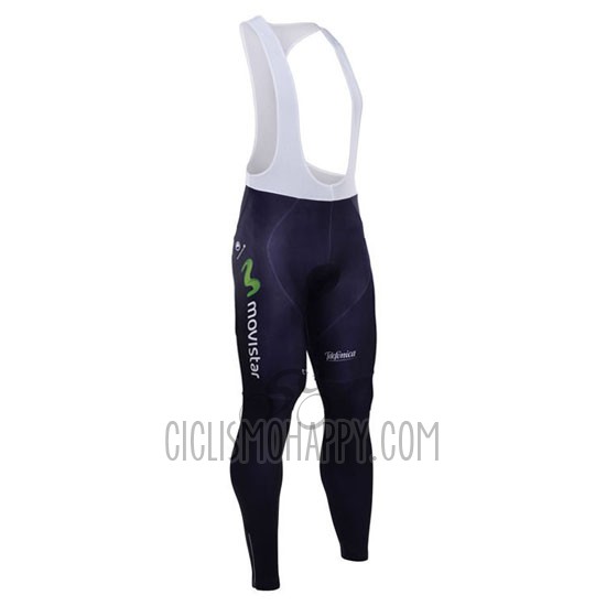 Movistar Cycling Jersey Bib Tight 2015 Long Sleeve Black